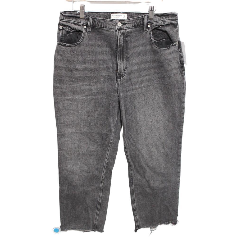 Abercrombie & Fitch The Ankle Straight Ultra High Rise Black Jeans Size 33 16 R